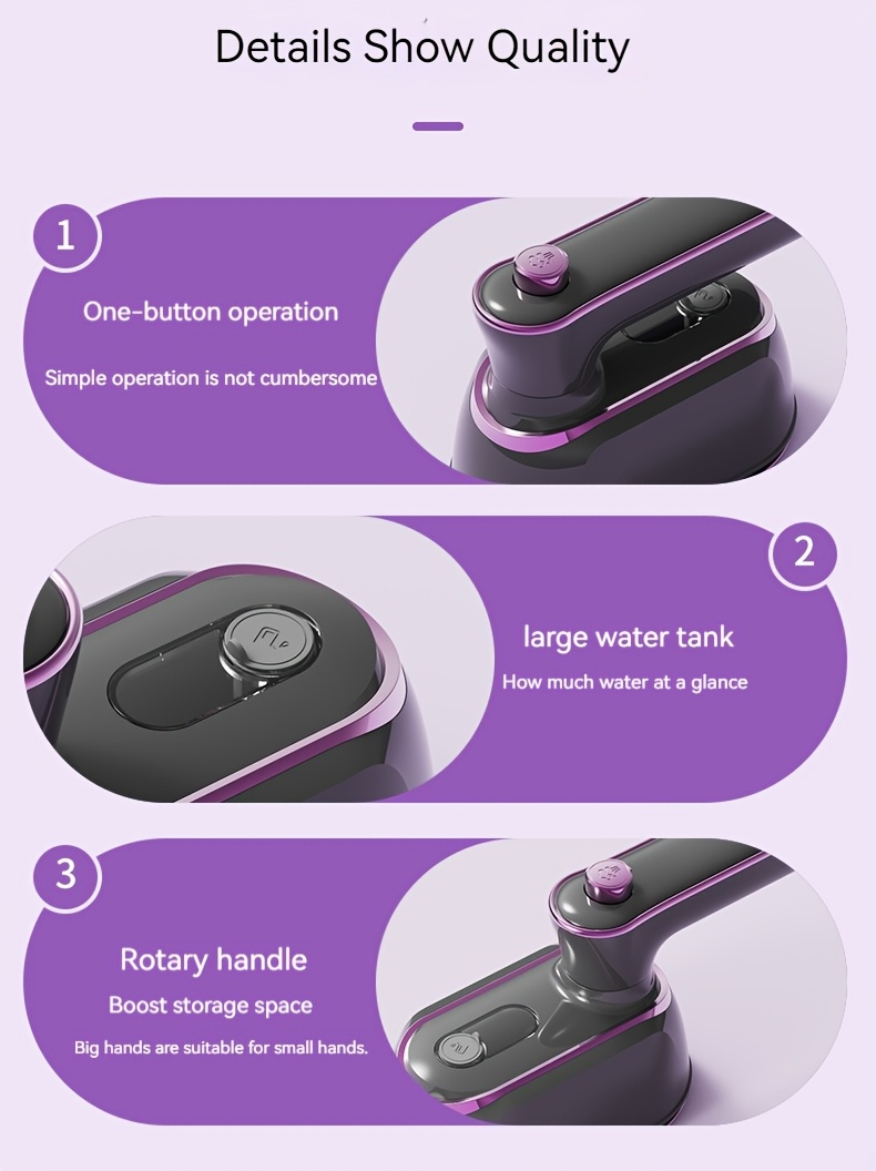 1000w steam electric iron 60ml garment steamer high power handheld garment steamer fast heating compact folding travel iron eu plug Product details 10
