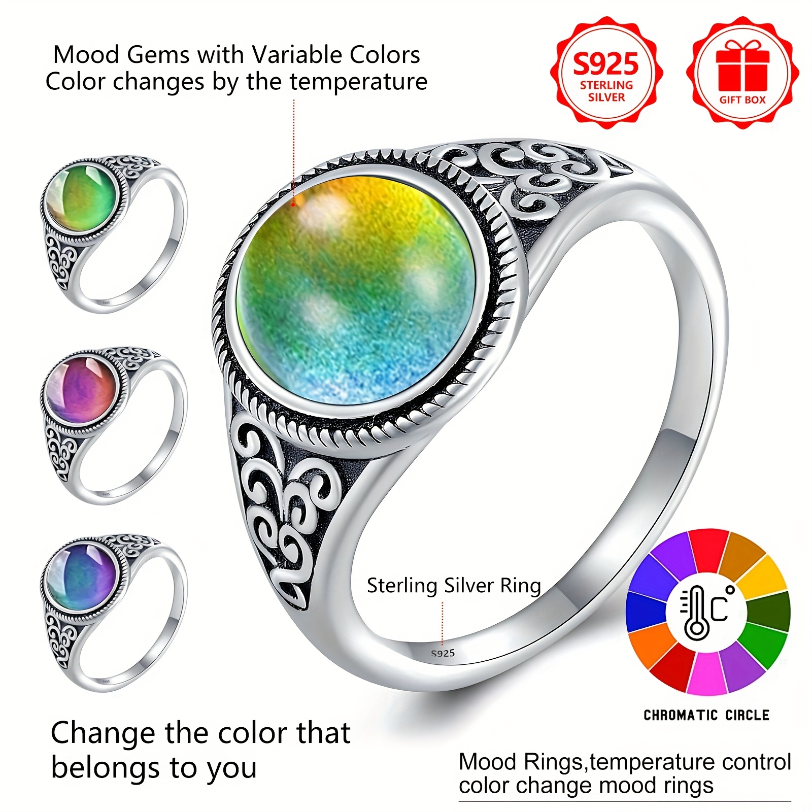 Sterling Silver Mood Ring Colors Meaning Chart Color Meaning Of