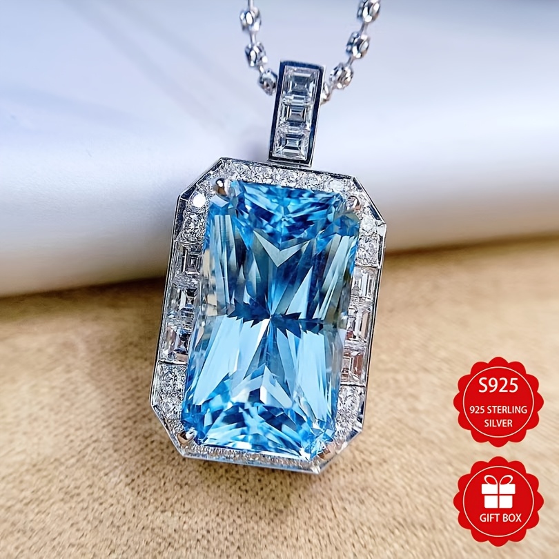 Image of 925 Silver Luxury Zirconia Necklace Pendant Light Luxury Premium Women's Christmas Birthday Gift Festival Party Wedding Valentine's Day Gift For Girlfriend And Wife