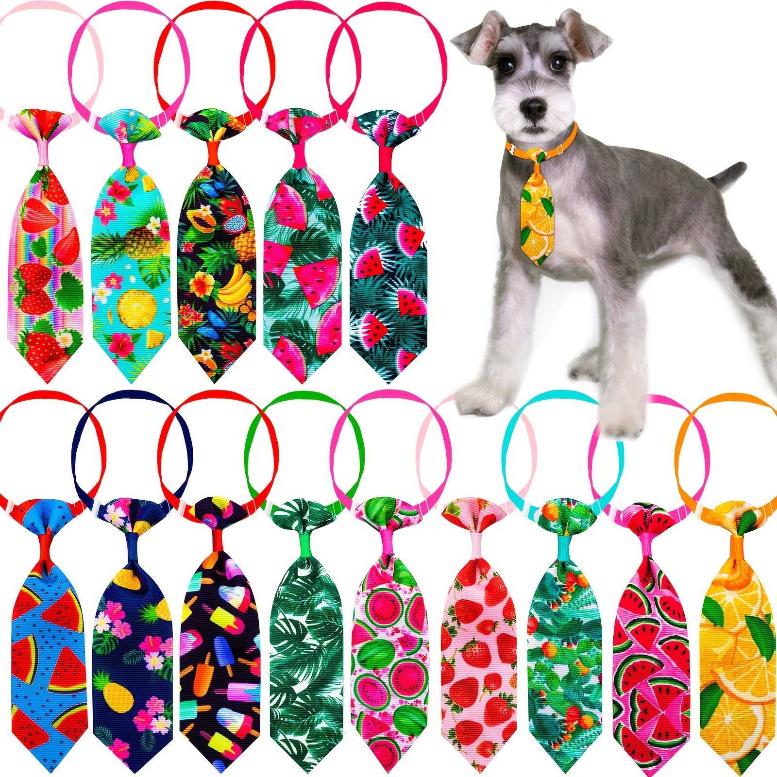 

10pcs Assorted Color Tie Style Pet Cool Summer Dog Cat Necktie Collars, For Pet Outdoor Decoration Supplies