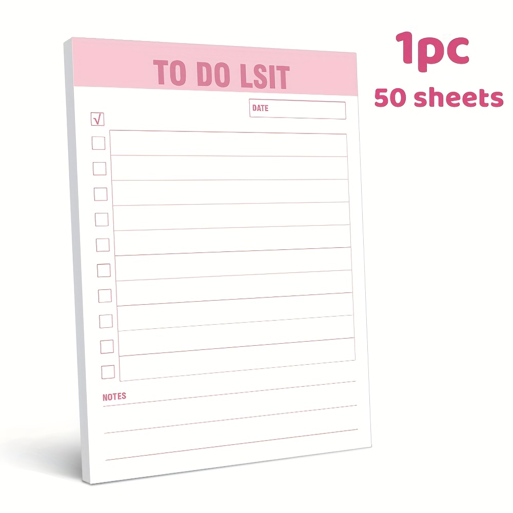 

1pc 50-sheet To-do List Notepad - Daily With Tear-out Sheets, Ideal For Home, Office, School | Essential Student Supplies, Memo Notebook, Small Notepad