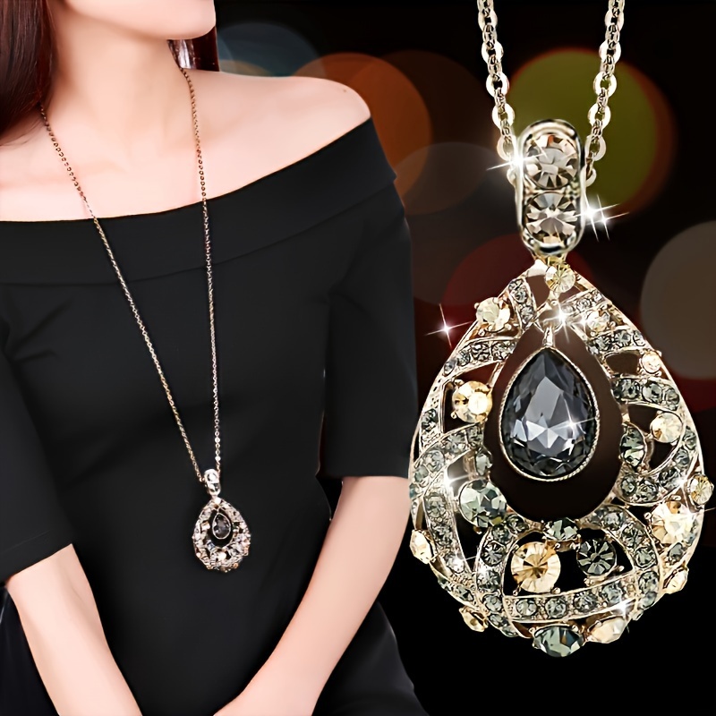 Decor Hot Product Tulip Artificial Crystal Sweater Chain Long Necklace Women's Pendant Accessory