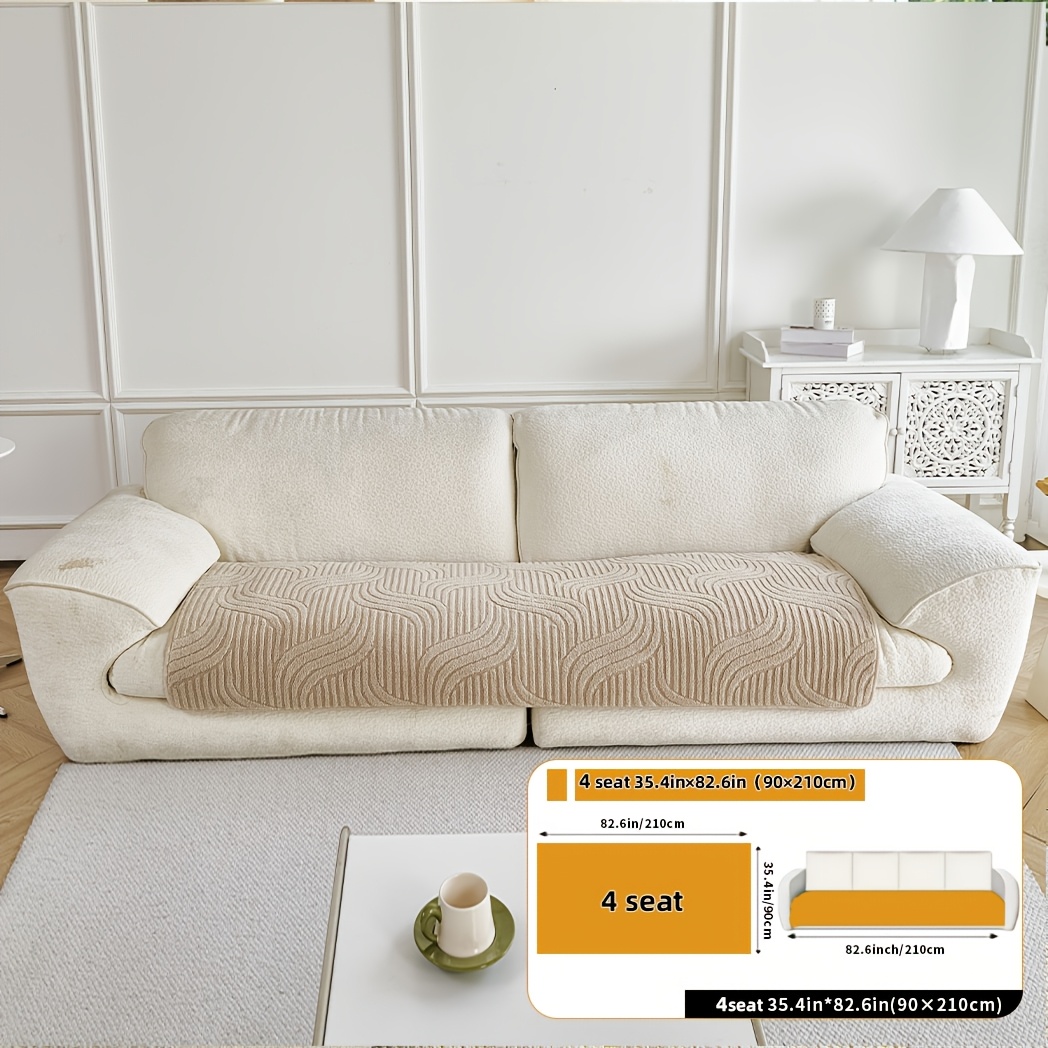 TEMU 1pc Plush Polyester Sofa Cover - Non-slip Pet-friendly Breathable Machine Washable No Print Design, Fit For 2/3/4-seater & Sectional Sofas,