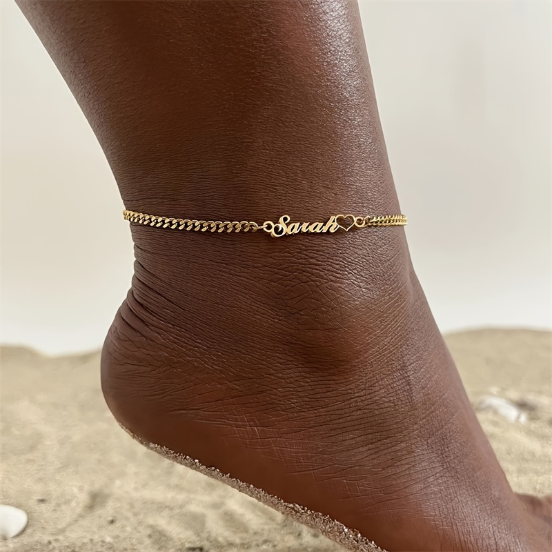 

Custom Name Anklet For Women - 3mm Cuban Chain, Stainless Steel Personalized Charm, Perfect Gift For Her, Luxury & Simple Style