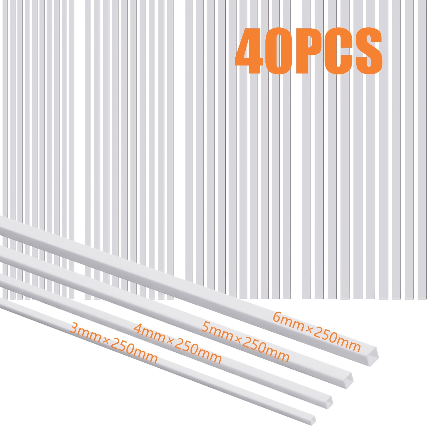 TEMU 40pcs Set, 4 Sizes Of Abs Plastic Round (square) Tubes, 3/4/5/6mm White Hollow Round (square) Rods, Abs Plastic Rods, Suitable For Sand Table