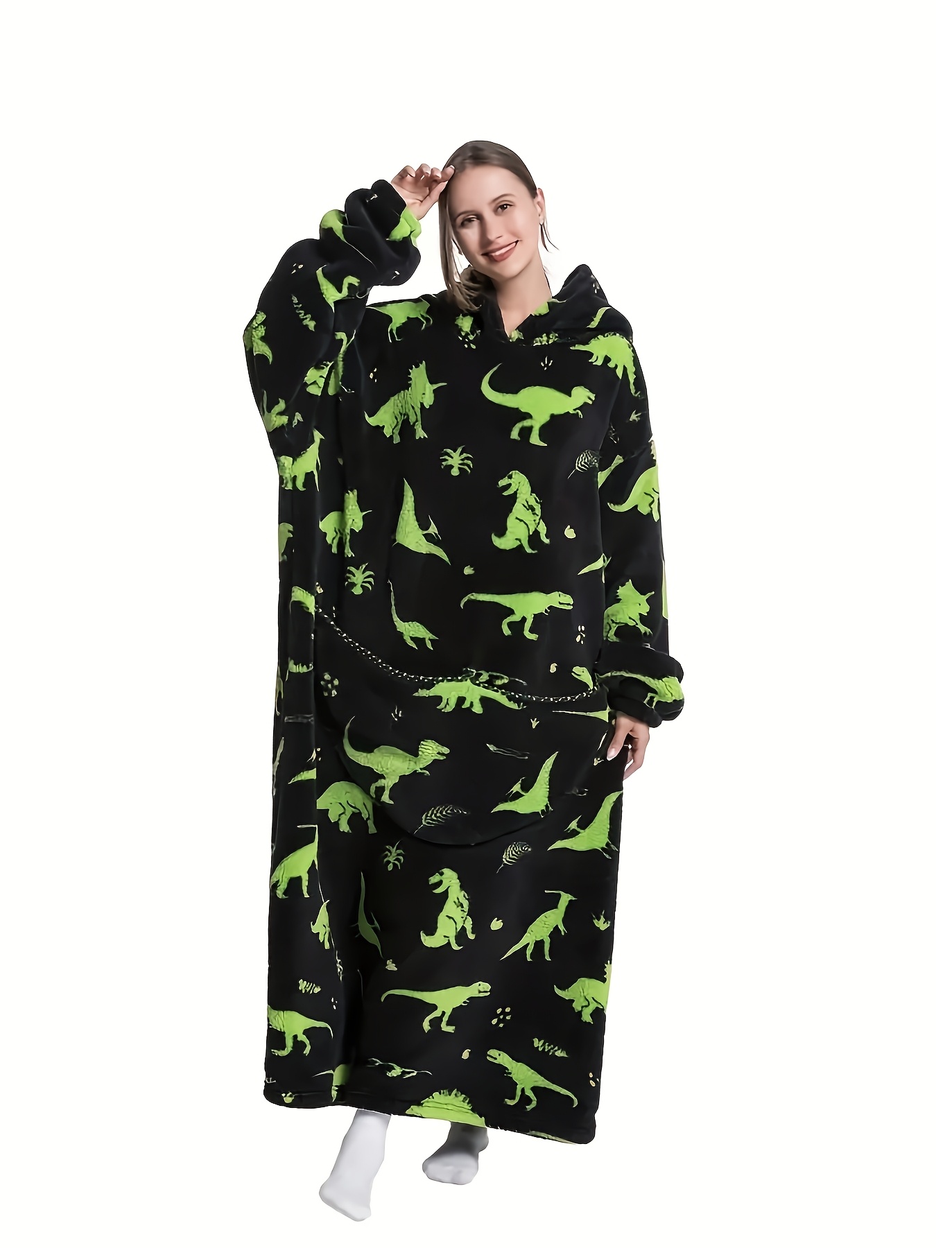 autumn winter coral oversized hooded lounge dress thickened