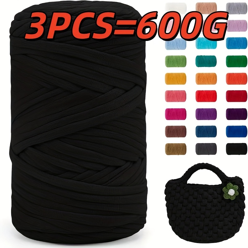 TEMU 3 pièces de fibre de polyester 600g/21.16oz, doux et élastique, , vert, rose - idéal pour le tricot DIY, les projets de crochet, la décoration
