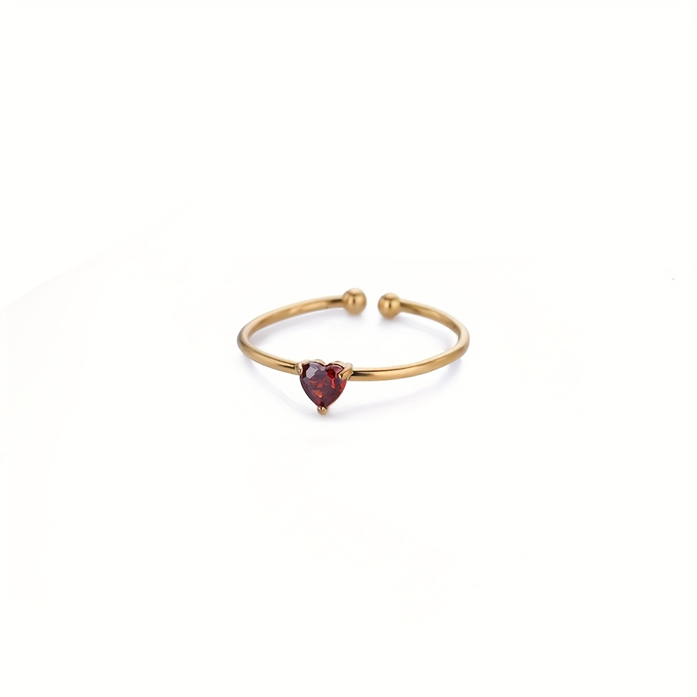 TEMU Anello in acciaio inossidabile con pietra natale, moda facile ed elegante, per l'abbinamento , regalo di compleanno
