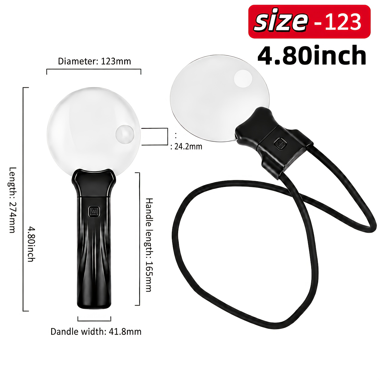 Image of 5x Magnifying Glass With -inch Magnifying Glass- Adjustable Stand And Neck Strap, Ergonomic Gooseneck And Detachable Lenses, Suitable For Reading, , Sewing, -suitable For The Elderly