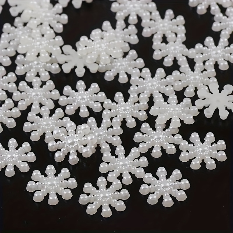 

100 Pcs Plastic Pearl Snowflake Pendants - Diy Crafts, Keychains, Phone Case Decorations, Nail Accessories