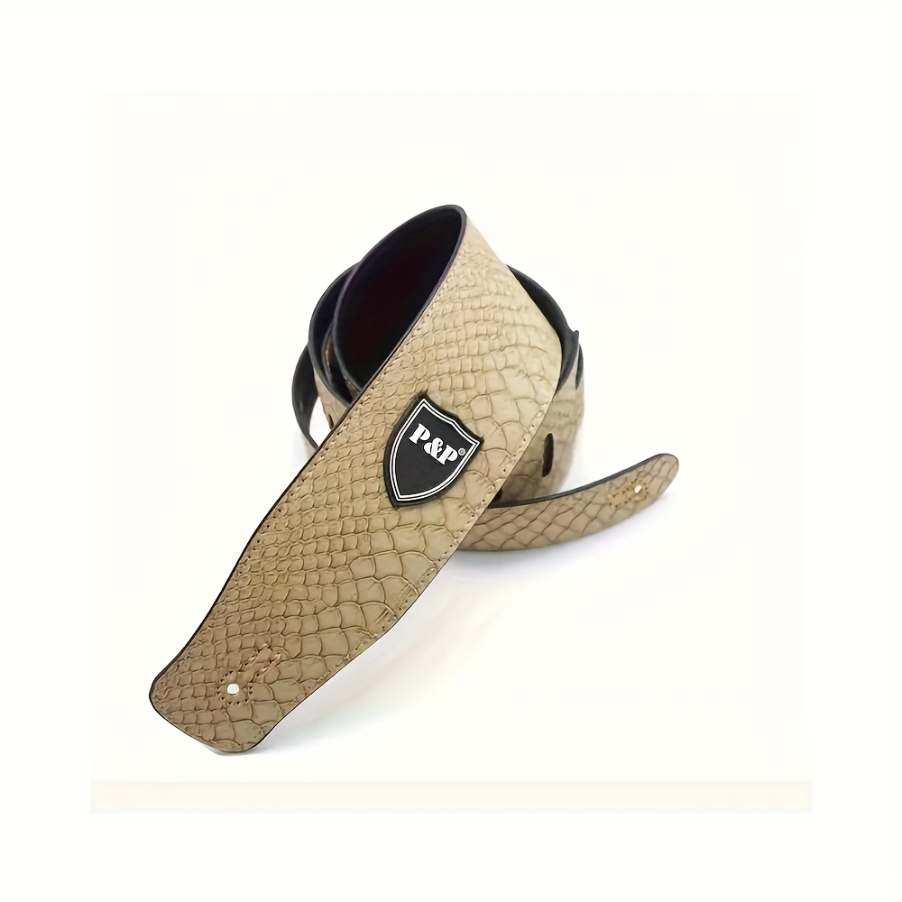 Premium Faux Leather Guitar Strap - Adjustable 129.54cm-149.86cm, Durable & Embossed Design with Floral Patterns or Crocodile Texture, Ideal for Acoustic, Electric & Bass Guitars - Available in Multiple Colors, Guitar Accessories