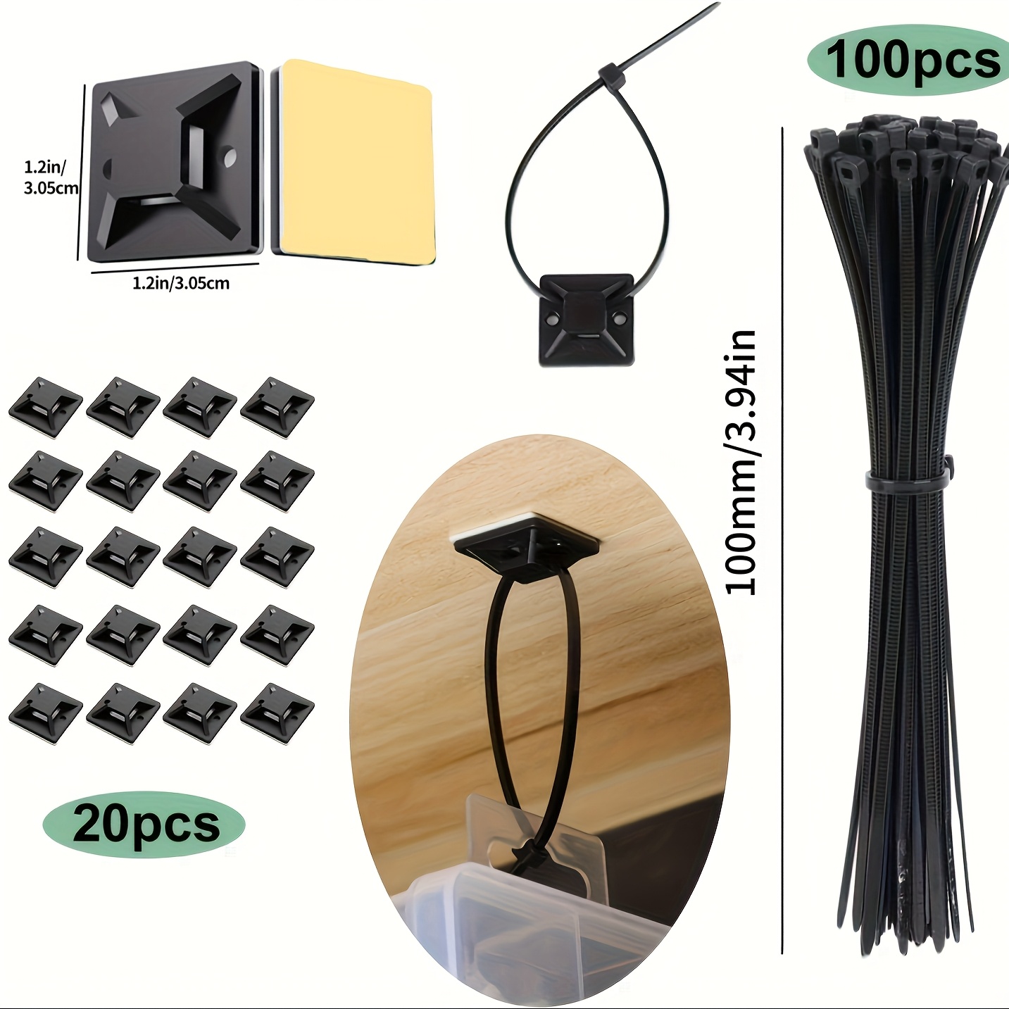 151 cable management organizer kit 3 cable sleeves 9 wall cable tie mounts 100 fastening cable ties 20 tie mount clips multi purpose cord organizers 10 t type straps Product details 6