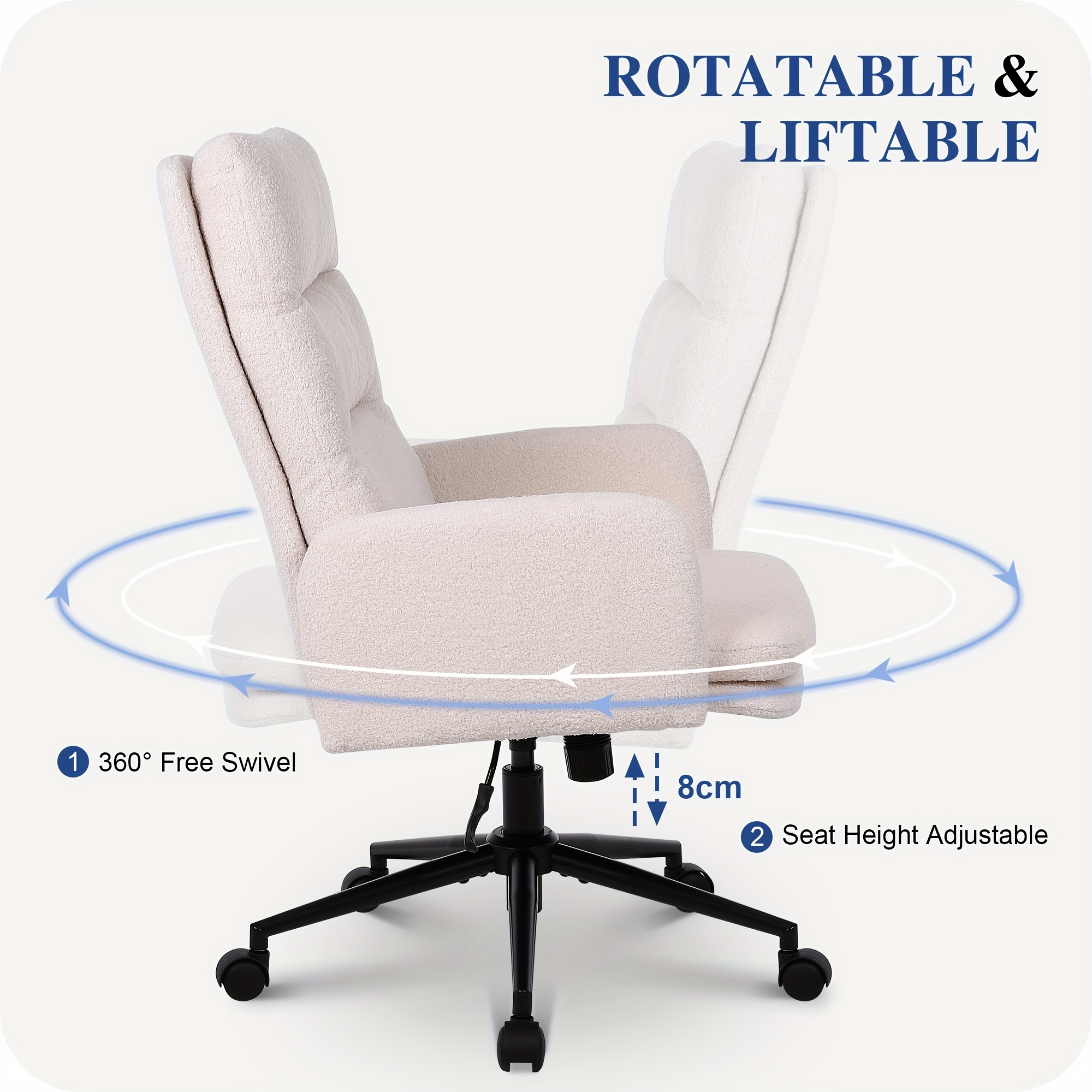 Teddy Velvet High Back Office Chair with Padded Armrests