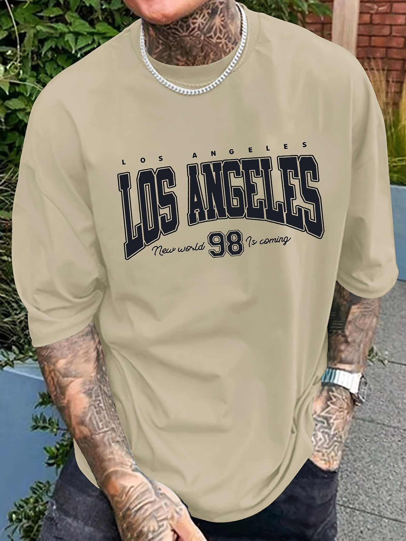 men's los angeles graphic print short sleeve t shirt casual