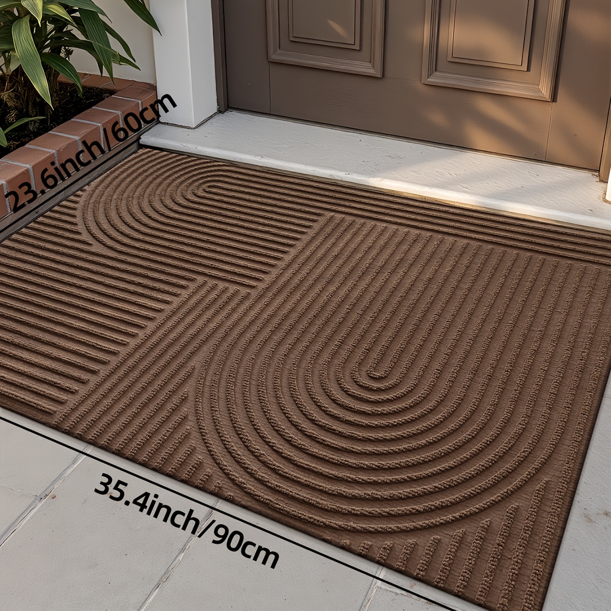 TEMU 1pc Door Mat Door Rug, Geometric Door Rug, Strips Door Mats Entryway Rug Indoor Front Door Rugs, Non Slip Low Profile Door Rug For Entry, Patio,