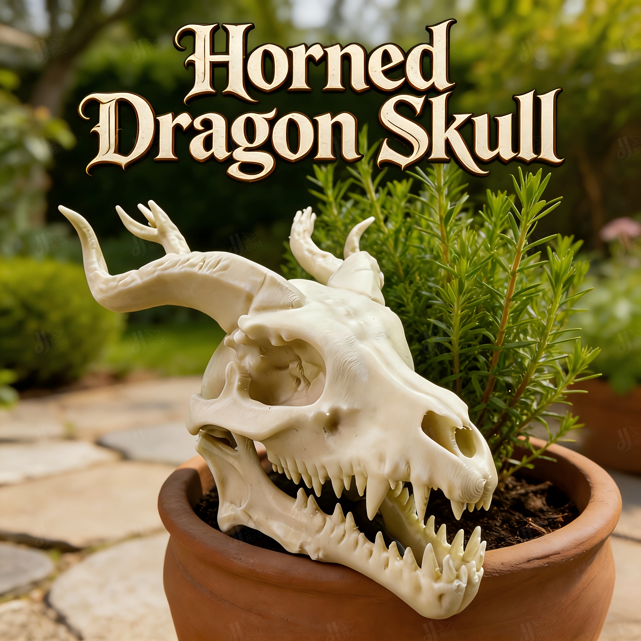 Image of Horned Dragon Outdoor Ornament, , Outdoor Courtyard Garden Decor, Ideal For , Niche Collectible Must-have, Enhances Outdoor Mysterious Vibe, Unique Creative Decor Accent For Outdoor & Garden.