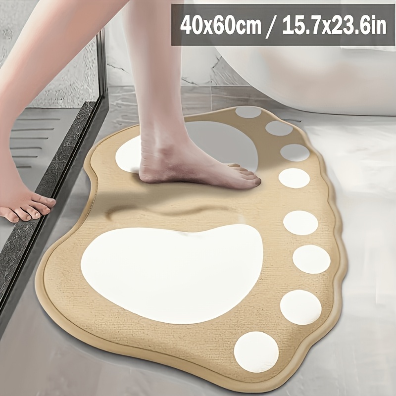 TEMU 2d Flat, 2d Flat Printing 1pc Cute Footprint Shaped Rug, Minimalist Style Floor Mat, Doormat Rug, Bathroom Decor, 2d Flat