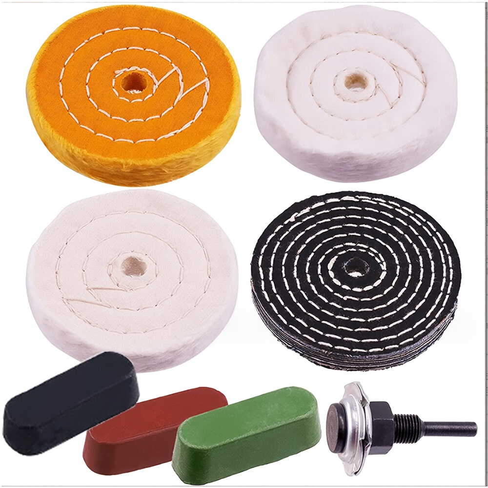 TEMU Spiral Stitched Cotton Buffing Wheel Mop Suitable For Bench Grinder - Spiral Stitched Cotton Wheel With Nylon Suitable For Polishing, Buffing,