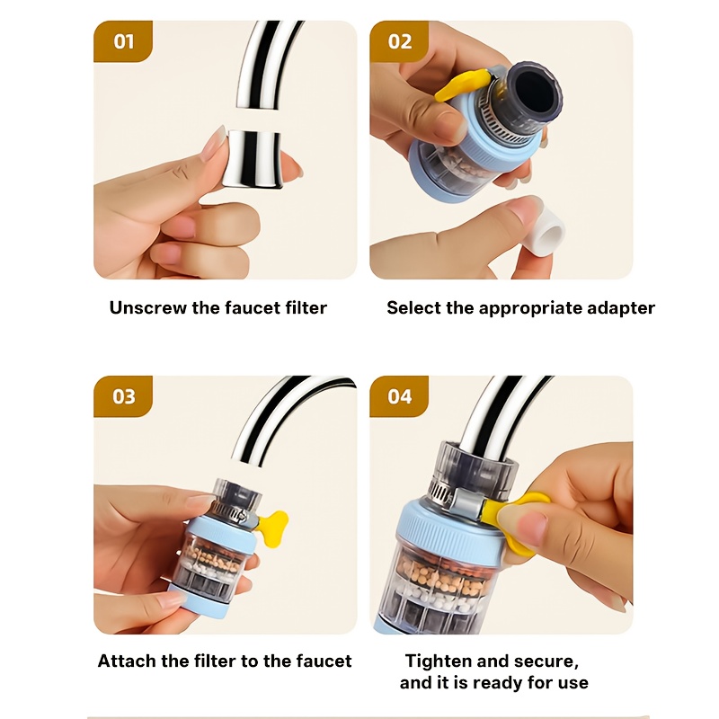 [Universal Kitchen Faucet] Musurjoy 1pc Universal Kitchen Faucet Filter Splash Proof Water Filter with Removable Cartridge for Easy Cleaning, Universal European & American Sink Faucet Adapter, Improves Water Taste & Clarity, Summer New Model