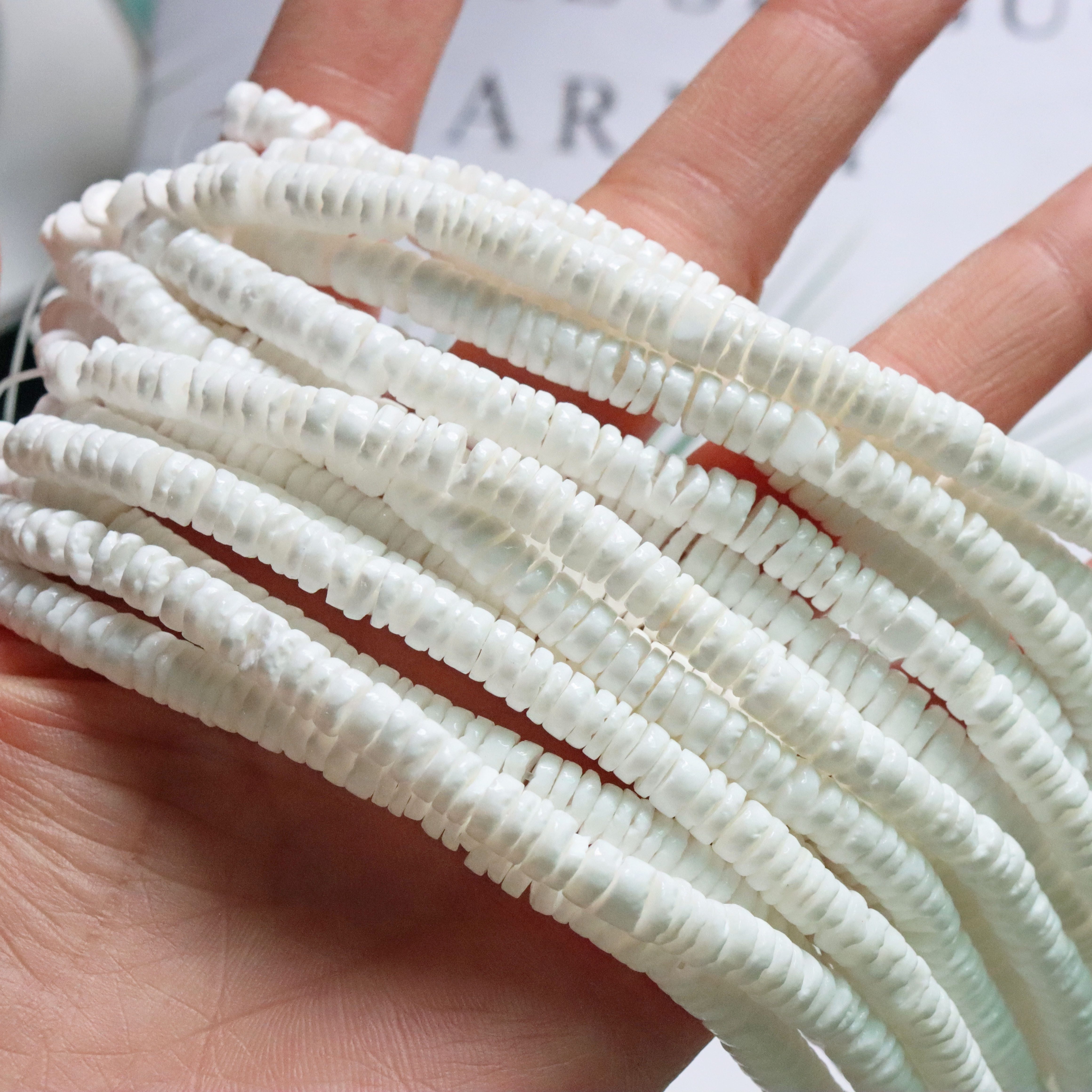 

1strand 30cm/11.81inch White Shell Spacer Beads For Diy Jewelry Making Accessories