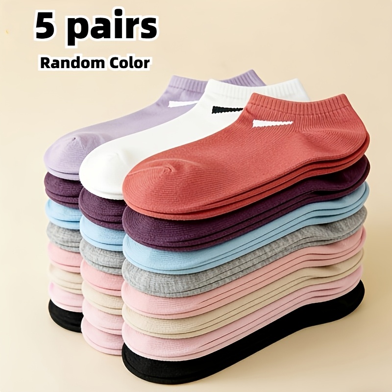 TEMU Random -pair Women's Elegant Ankle Socks - Breathable, Lightweight, Invisible Spring/summer Daily Casual Socks, Soft Tones Suitable For Daily
