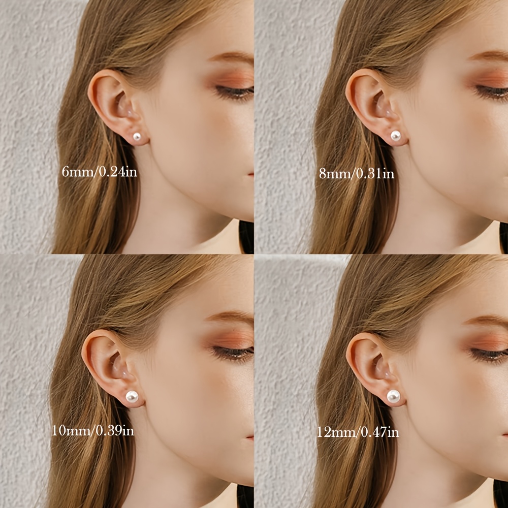 Image of 1 Pair Of Women's Fashion Earrings S925 Sterling Shell Bead Simulated Pearl Earrings 6-12mm Elegant Daily Versatile Gift For Gift Box Earrings Gift For Lovers, Girlfriends, And