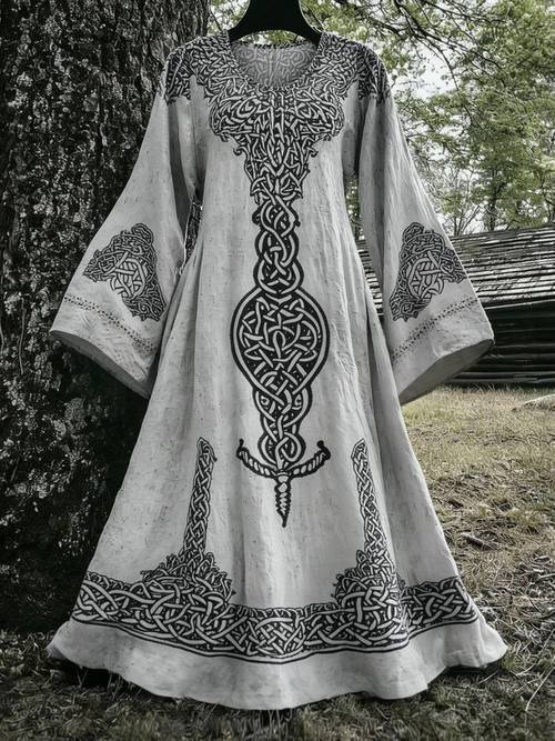 item picture womens vintage viking tree of life printed bell sleeve dress a stylish and elegant outfit