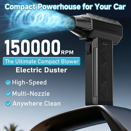 plumero de aire comprimido con batería recargable - ventilador turbo 150000 rpm 3 velocidades ajustables pistola de aire presión soplador de aire inalámbrico herramientas de limpieza de teclado con cuerpo de abs, para limpieza de autos, computadoras, teclado, exterior