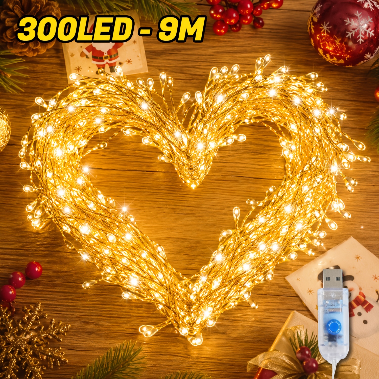 TEMU Luci Fatate Decorative da Interno USB, 300/200/100 Pezzi di Perline LED ad Luminosit�, 12 Modalit� di Illuminazione, Adatte per Camera da Letto