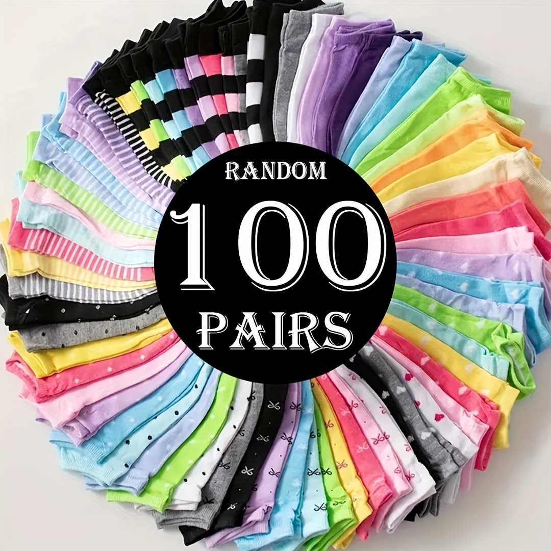 

10/13/20/44/55/66/100 Pairs Trendy Colorful Ankle Socks, Comfy & Breathable Short Socks, Women's Stockings & Hosiery