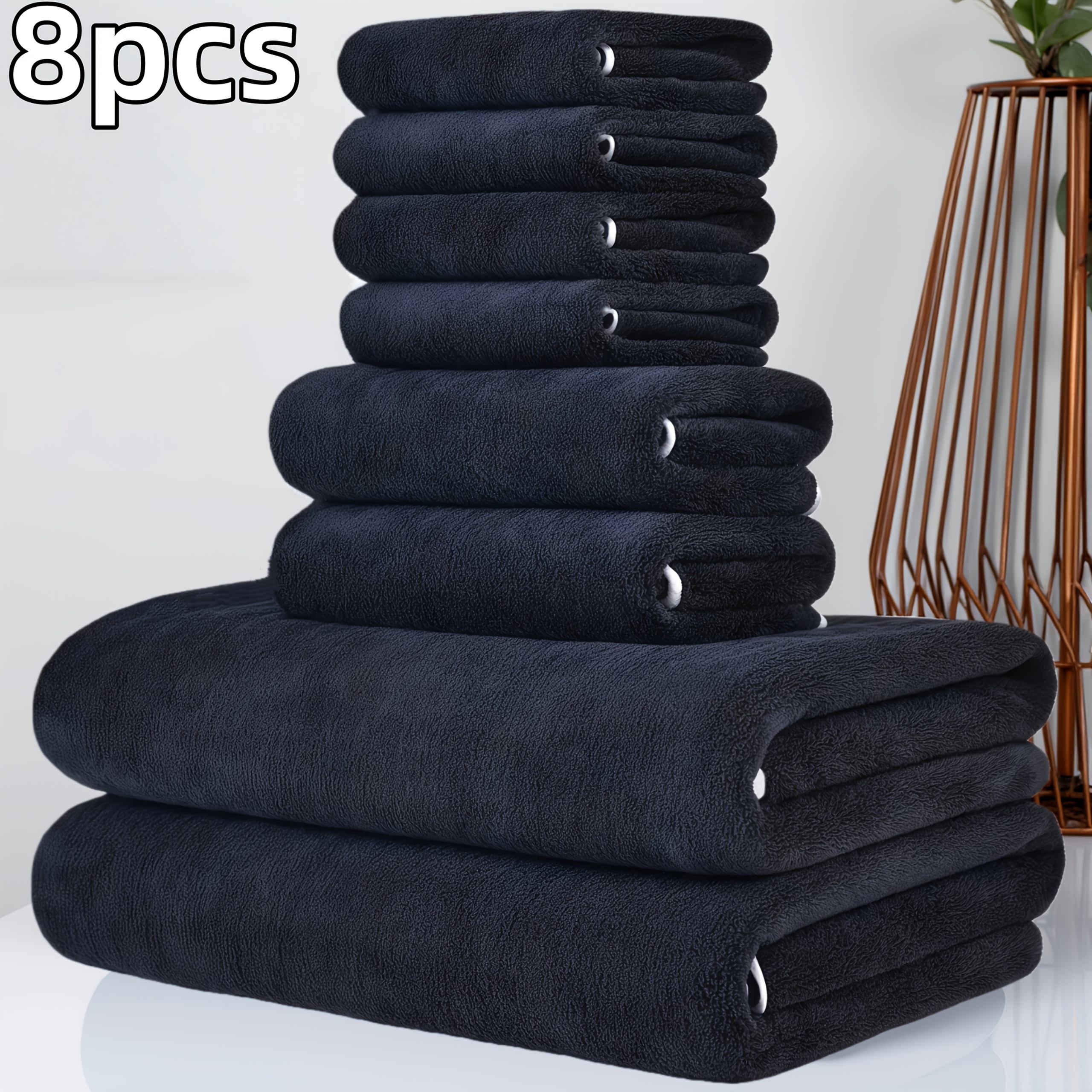 TEMU 8pcs Set Of Ultra Soft Towels And Bath Towels, 2 Bath Towels 27.5 X 55 Inches, 2 Hand Towels X Inches, Towels 11.8 X 11.8 Inches, Quick Drying,