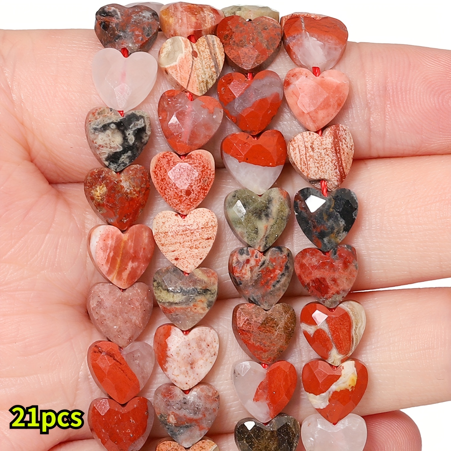 TEMU Aaa Grade Natural Gemstone Full Strand Of Round Loose Beads With 8mm Heart-shaped , Ideal For Crafting Jewelry Necklaces