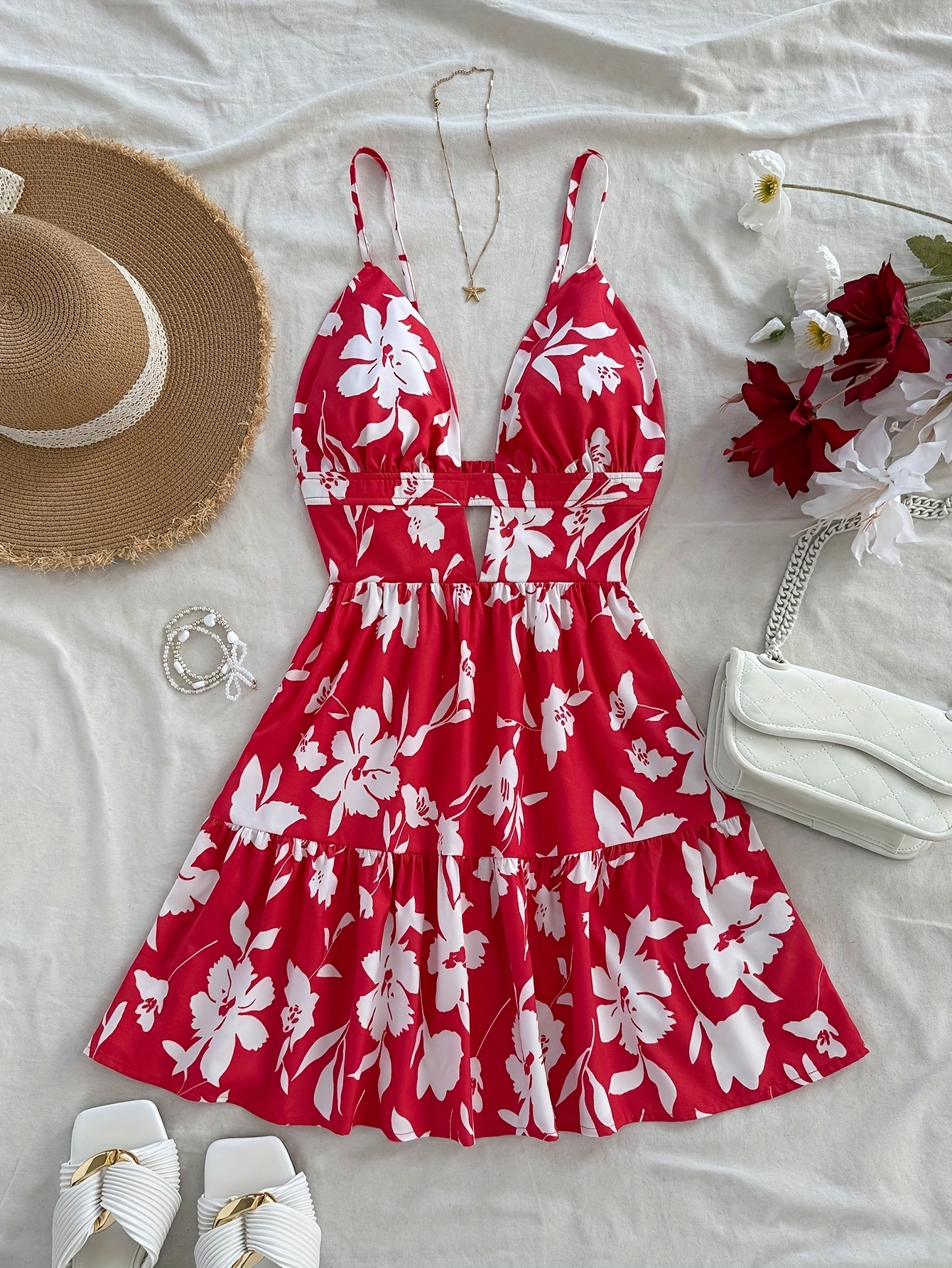 navy blue dress for baby girl V-Neck Poppy Red Backless Sexy Casual Summer Dress– PromGirl