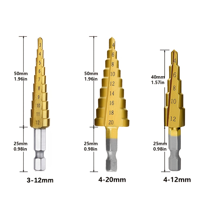 6pcs step drill bit hss titanium coated metric cone metal drill bits for stainless steel sheet metal Product details 1
