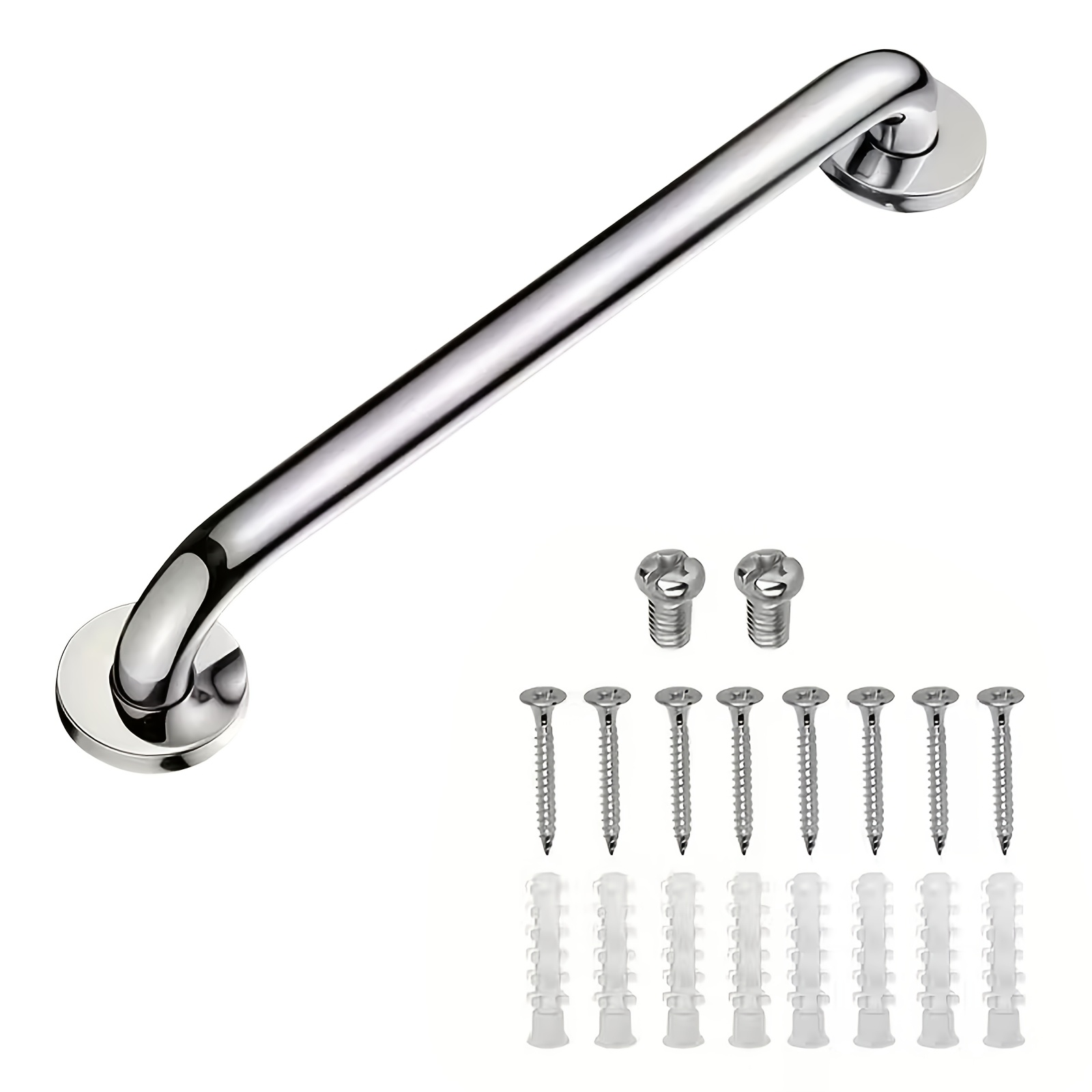 TEMU 12''/20'' Rustproof Non-slip Stainless Steel Bathroom Grab Bar, Complete With Installation Screws, Heavy Duty Handle For Shower, Toilet, Elderly