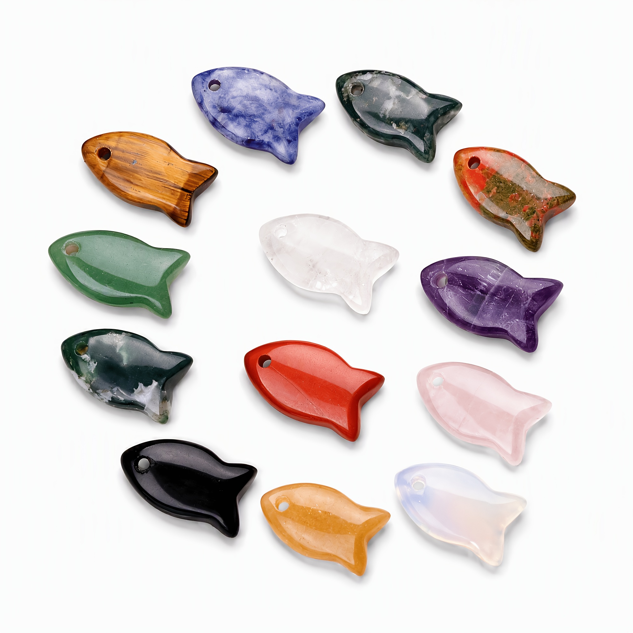 3/5/10pcs Natural Stone Bulk Fish-Shaped Crystals for DIY Jewelry