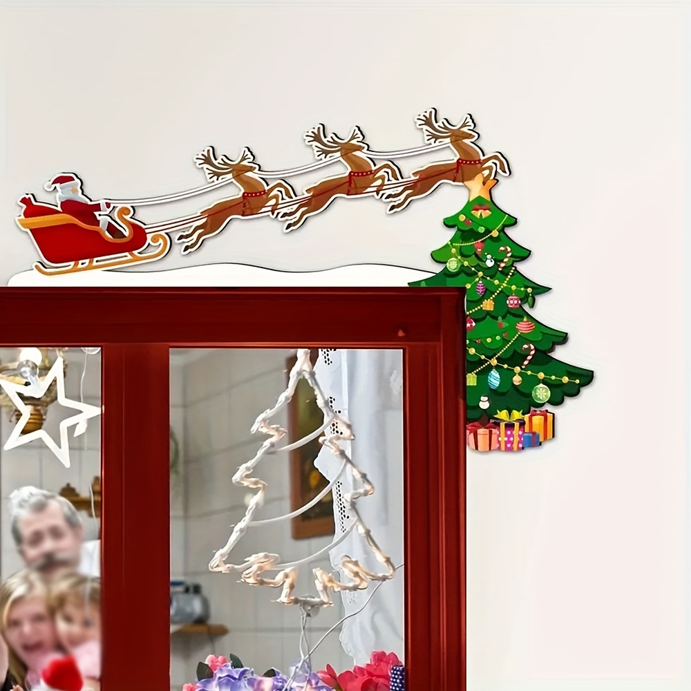 

Art Deco Wooden Christmas Door Corner Sign - 1pc Santa Sleigh & Wall Sculpture - Electricity-free Holiday Decoration For Home, Office, Bedroom, Indoors & Outdoors Without Feathers