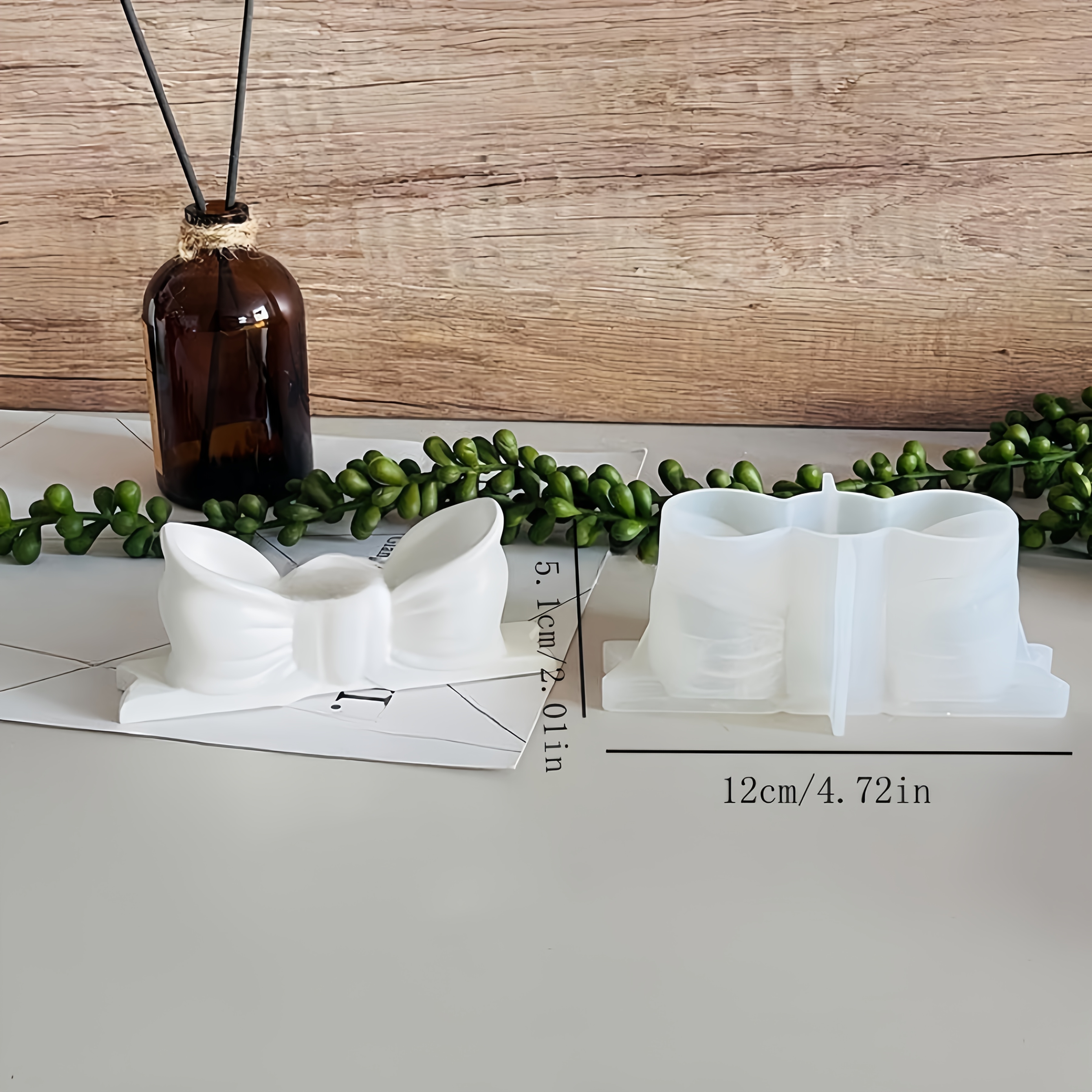 Bow Candlestick Mold Silicone Mold Bow-shaped Candlestick Resin Decoration Mold, Scented Plaster Concrete Mold