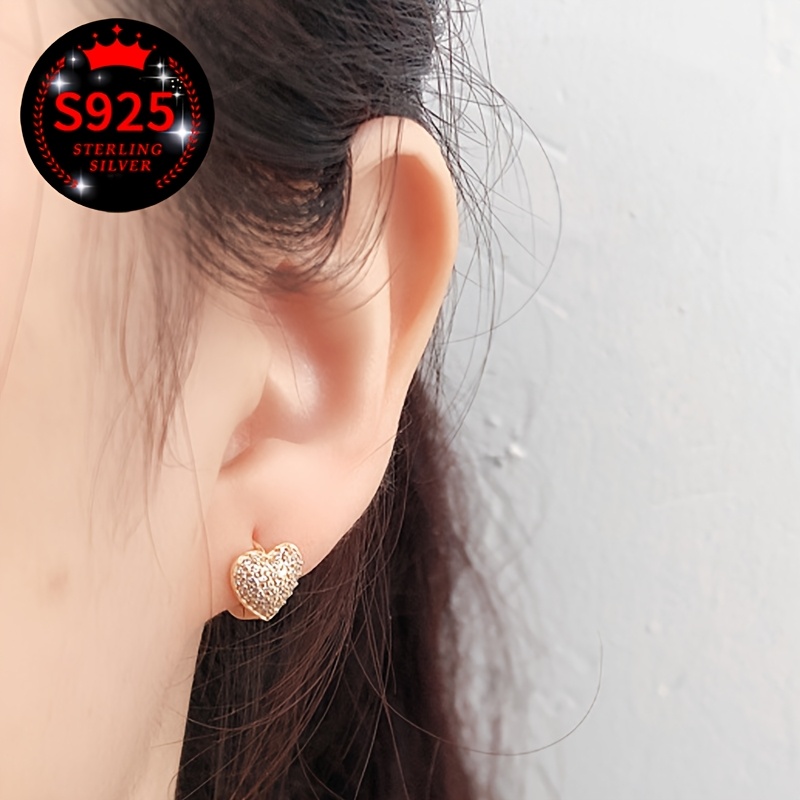 2pcs Studded Zirconia Heart Shaped Earrings with Packaging