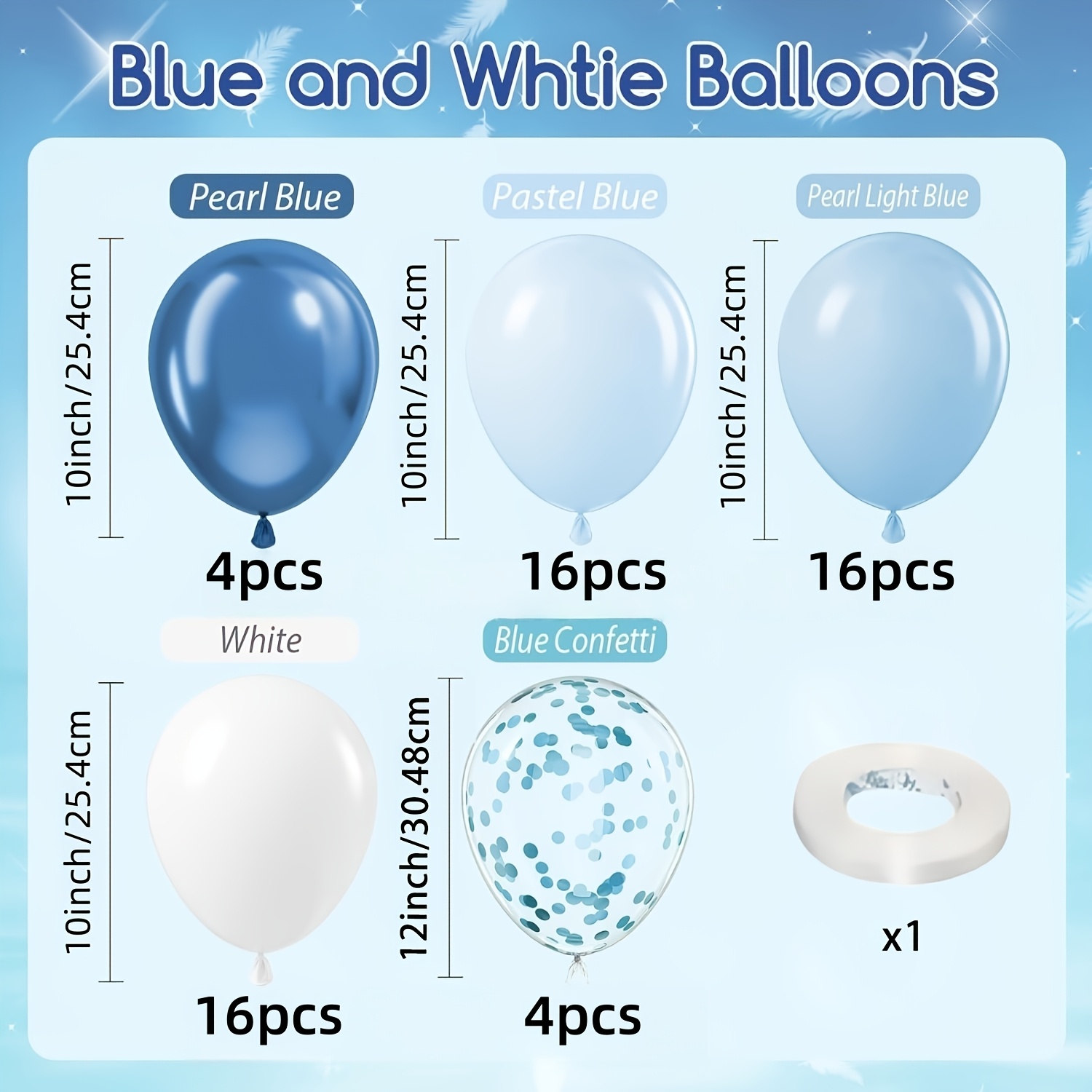 TEMU 57 Globos Azules, Ideales para Decoraciones de de , Escenario de de Jardín de , Decoración de Primer , Escenario de de Graduación, Decoración de