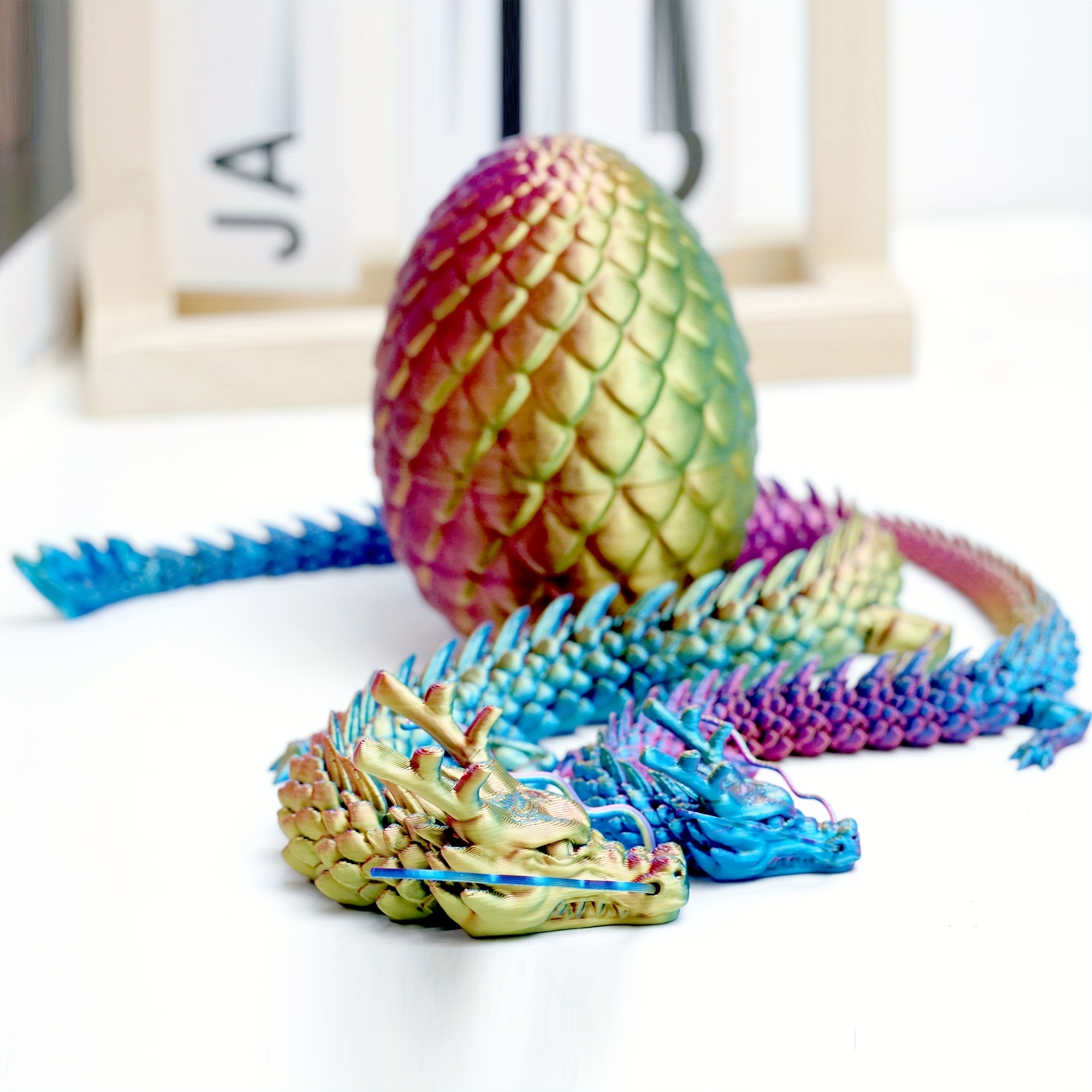 Zobetro 3D Printed Dragon In Egg, Realistic Crystal Dragon With