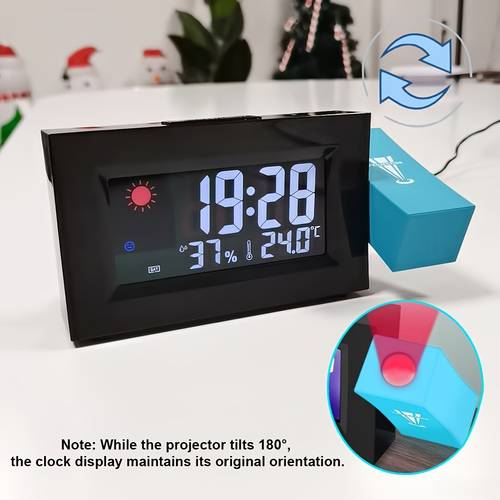 reloj electrónico de proyección multifuncional con pantalla de , humedad, calendario y . luz de activada por voz, despertador de dormitorio y funcionamiento silencioso sin de botones. funciona con usb o pilas (pilas no incluidas)