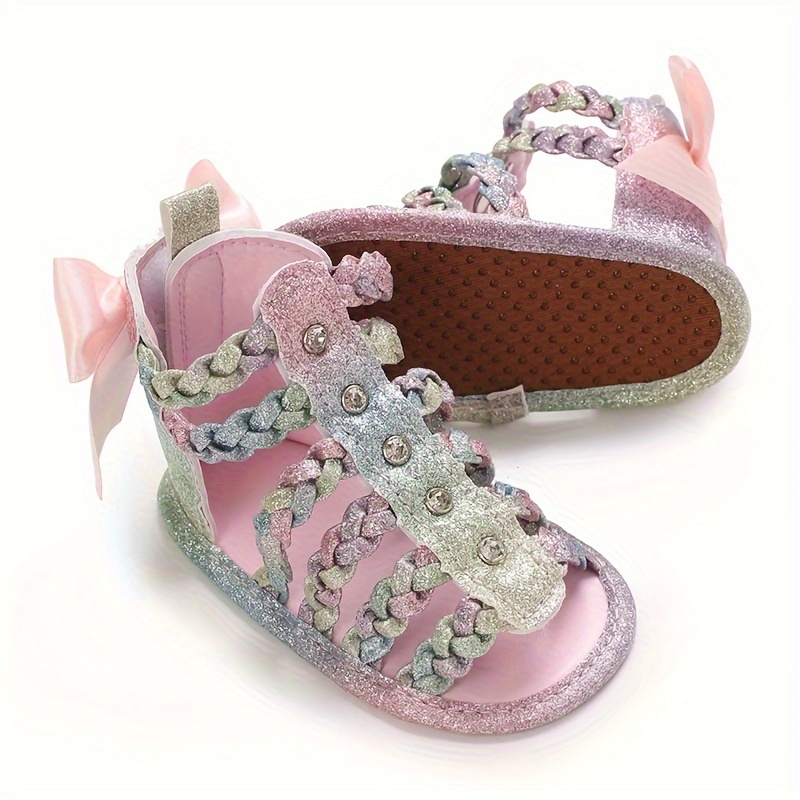 Trendy Cute Bowknot Decor Hollow Sandals For Baby Girls, Breathable Lightweight Walking Shoes For Summer