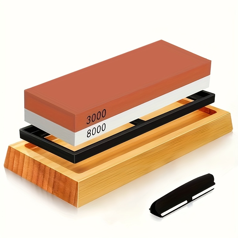 

Premium Dual-sided Whetstone Sharpener 1000/6000 Grit, Red And White, Made Of Stone, , For Sharpening Kitchen Knives To Sharpness