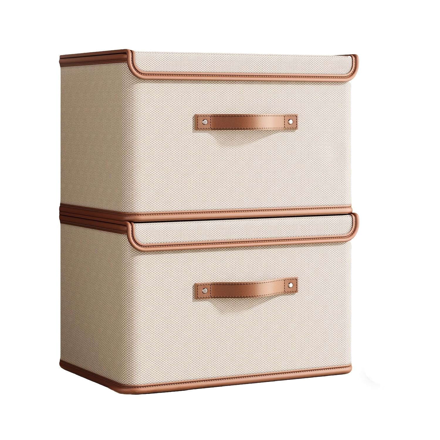 TEMU Set Of 2 Spacious Storage Containers With Lids | Fabric Boxes Featuring A Design, Ideal For Organizing Pants, Leggings, Clothing, Underwear, And