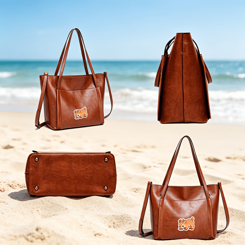 Women's Versatile Single-Shoulder Bag, Minimalist Design with Stickers