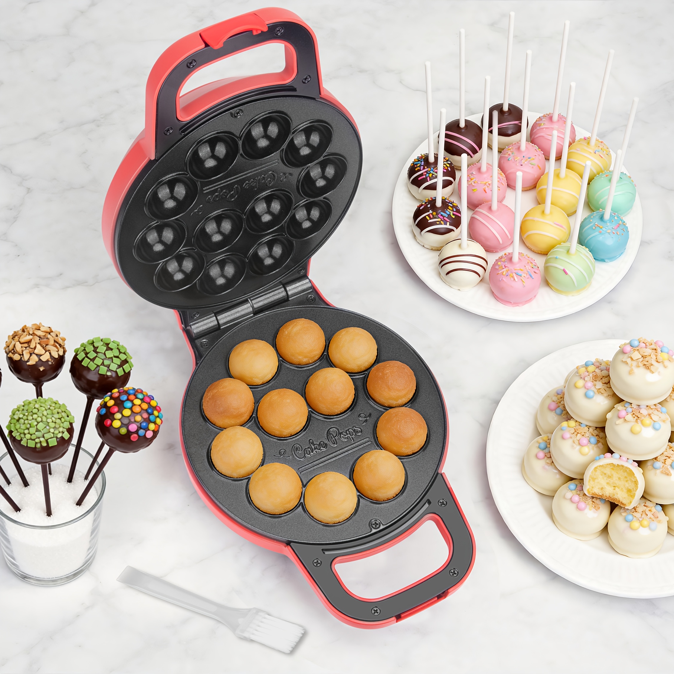 Cake Stick Candy Machine, Ceramic Coating, Cake Stick Set, Round Ceramic Plate, Cake Stick Supplies, , Making 30.4 X 3.5 Cm Cake Stick Candy, Red