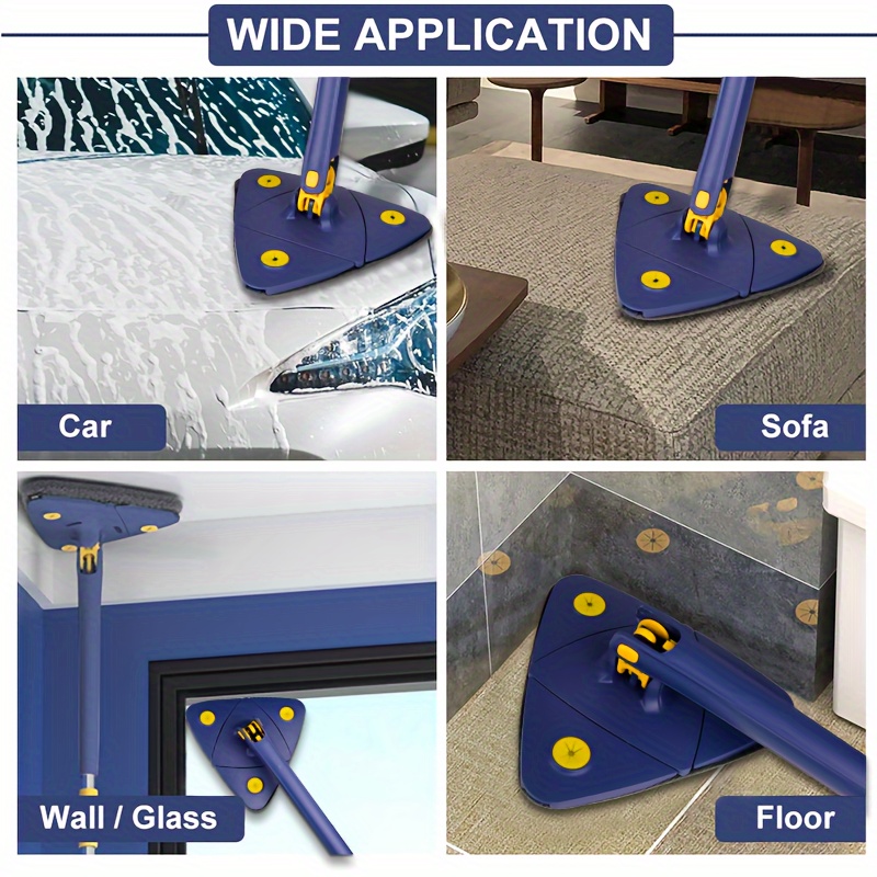  mop kit with 4 washable microfiber pads design multipurpose wet dry mop for glass walls ceilings ideal for room bedroom cleaning durable stainless steel handle details 6