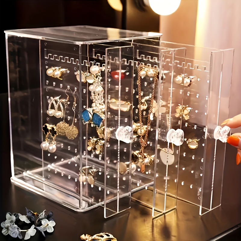 1pc transparent jewelry organizer with hanging display stand   earrings necklaces bracelets accessories storage box dustproof design ideal gift for valentines day christmas father s day halloween best present for     Product details 3