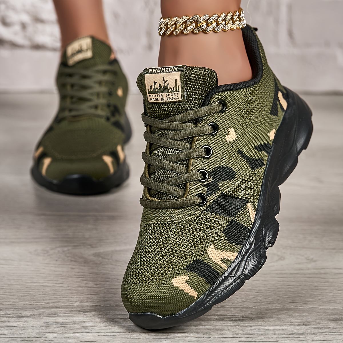 

Lightweight Breathable Sneakers - Camouflage Pattern, Casual Lace-up With Eva Sole For Running, Walking & Casual Attire - Comfortable Fabric Material, Perfect Gift For Fitness Enthusiasts